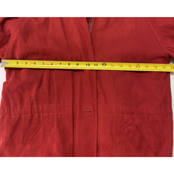 London Fog Jacket Womens Small Petite Red Detachable Hood Drawstring - Picture 12 of 13